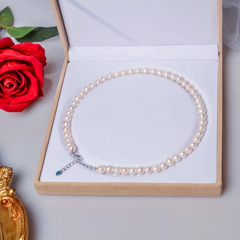 Haiyang-collar de perlas de agua dulce, Gargantilla fina, collar de perlas para mujeres y niñas