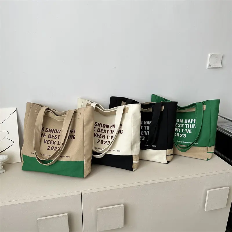 High Quality Custom Printed Cotton Canvas Tote Bag Canvas Tote Gift Bags With Pocket And Zipper