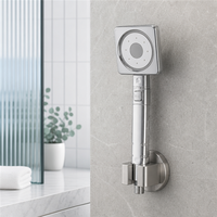 Nouvelle conception de pomme de douche à main carrée à 5 fonctions, haute pression, effet pluie, avec bouton d'arrêt d'eau pour salle de bain