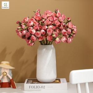 Fleurs artificielles en soie, style vintage européen, 7 têtes, bords brûlés, pour la décoration de la maison, mariage, anniversaire, fête - Product Image 4
