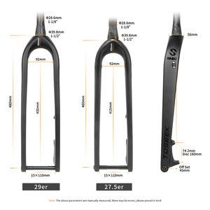 Fourche rigide de vélo de montagne <span class=keywords><strong>TOSEEK</strong></span> en fibre de carbone Toray T800, roue 27,5 "/<span class=keywords><strong>29</strong></span>", axe traversant 15x100/15x110 mm, frein à disque pour fourche de VTT - Product Image 3