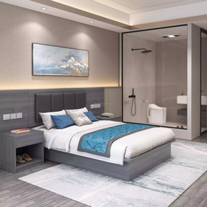 Contemporary Hotel Room Furniture <b>Set</b> Twin Single Wooden Bed Frame With Headboard Bedside Table <b>Writing</b> Desk for 3 Star Hotel - Product Image 4
