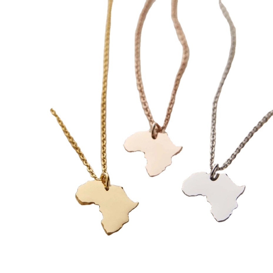 Africa Map Pendant Necklace - Gold Color Stainless Steel, Jewelry Charm For Men & Women