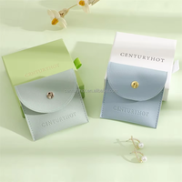 Pochette à bijoux en cuir PU avec bouton, sacs à bijoux en cuir PU, pochettes pour bracelets et bagues avec logo personnalisé
