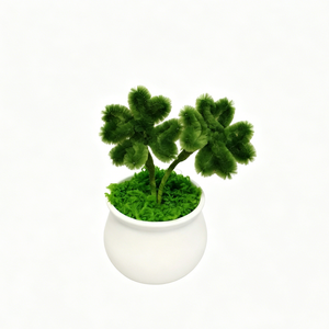 Plante en pot trèfle à quatre feuilles torsadée faite à la main, symbole d'amour éternel, décoration intérieure et cadeau pour occasions spéciales - Product Image 1