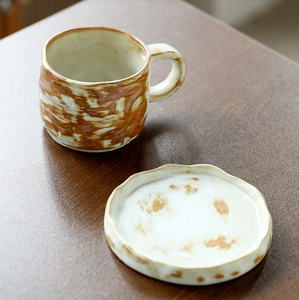 Juego de Taza y Platillo de Cerámica Rústica Hecha a Mano, Taza Grande para Café, Taza Artística para Latte, Ideal para el Té de la Tarde - Product Image 2
