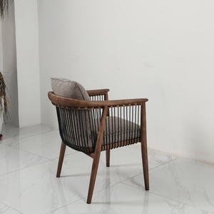 <span class=keywords><strong>Poltrona</strong></span> Longstar in Stile Wabi-sabi in Legno Massello con Design a Corda sullo Schienale, <span class=keywords><strong>Poltrona</strong></span> Moderna <span class=keywords><strong>Ergonomica</strong></span> per Soggiorno - Product Image 2