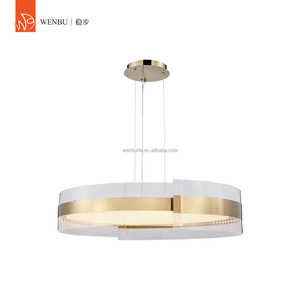 Luxury Chandelier Round Pendant Lamp <b>Acrylic</b> Light Guide Panel <b>Mirror</b> Champagne Gold - Product Image 3