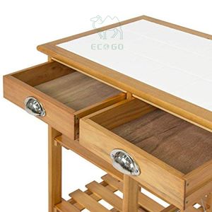 Eco Go Kitchen Bamboo <b>Storage</b> <b>Trolley</b> Cart with Four-Tier Non-Folding Detachable Design and Containers - Product Image 6