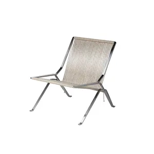 Современный дизайн, PK25 стул Poul Kjaerholm, стул для гостиной, стул для отдыха, ПЛЕТЕНЫЙ НАТУРАЛЬНЫЙ ротанговый корпус из нержавеющей стали