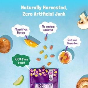 Micro-zucchero vegano Ashwagandha Reishi criniera di leone fungo gommoso miglioramento dell'immunità 8 in 1 funghi gommosi - Product Image 2