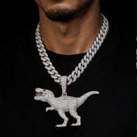 Colgante de Dinosaurio de Plata 925 con Moissanita Iced Out, Superventas, para Hombres y Mujeres, Estilo Hip Hop, Ropa Urbana, Atuendos Diarios y Eventos Musicales