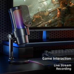 Microphone de bureau filaire multi-appareils, cardioïde, gain réglable, fonction silencieux en un <span class=keywords><strong>clic</strong></span>, 3 modes d'éclairage RVB, 7 effets RVB personnalisés, PC portable - Product Image 3