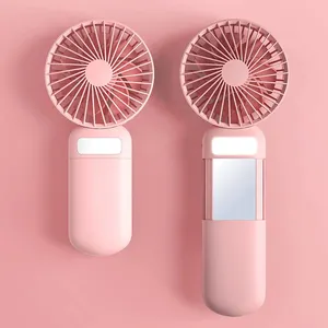 3 in 1 LED Light Cosmetic Mirror Makeup Rechargeable Fans Cooling Handheld Lash Fan