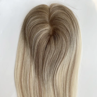Topper de cheveux humains blonds lisses de qualité supérieure, 4 clips sécurisés, postiche à effet cuir chevelu naturel, cheveux humains véritables pour femmes souffrant de perte de cheveux, vente en gros