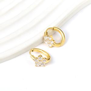Stainless Steel 18k <b>Gold</b> <b>Plated</b> Fashion Hypoallergenic Waterproof Jewelry Zircon Flower <b>Earrings</b> huggies <b>Hoop</b> <b>Earrings</b> for Women - Product Image 4