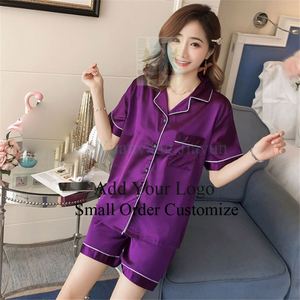 Designer Pajamas Set Satin Pajama Shorts Women Nighty <strong>Airline</strong> Sleeping Suits - Product Image 2