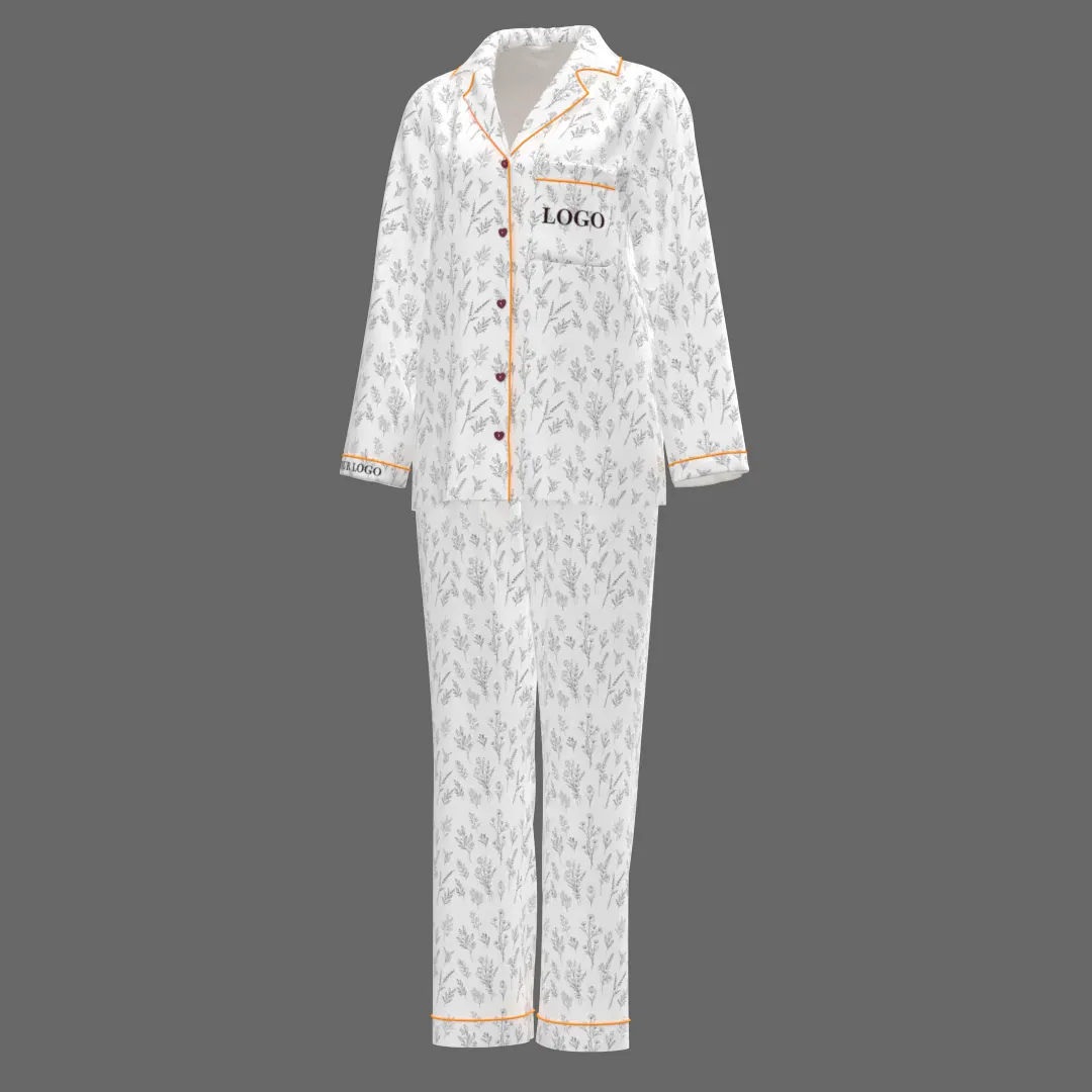 Hochwertige New Hot Sale Damen Satin Pyjamas 2 Set Langarm Satin Pyjama für Frauen