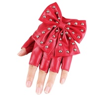 Gants sexy pour femmes, style punk rock, avec grand nœud, en cuir PU, pour le cyclisme, la pêche, le ski, écologiques, respirants, demi-doigts, quatre saisons
