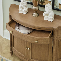 Cómoda de Estilo Francés en Forma de Abanico con Patas Cónicas Talladas - Mueble de Almacenamiento Decorativo de Madera Maciza para Recibidor