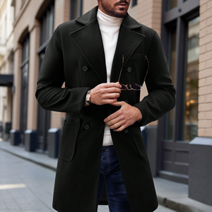 Cappotto Invernale da <span class=keywords><strong>Uomo</strong></span> Nero di Alta Qualità Disponibile all'Ingrosso, <span class=keywords><strong>Trench</strong></span> Casual Lungo da <span class=keywords><strong>Uomo</strong></span> per l'Inverno - Product Image 1