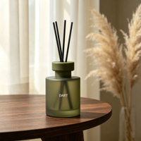 Bouteille diffuseur de parfum en verre ambré mat givré de luxe avec bouchon en bois, cylindre vide pour huiles essentielles et arômes, 50-180 ml