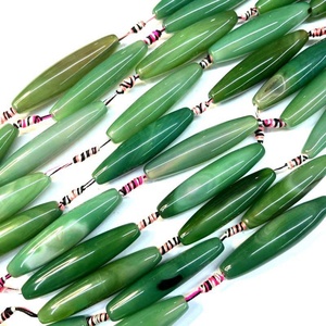 Cuentas de Ágata Verde Rayada en Forma de Tubo Largo, Accesorio de Joyería de Piedra, Venta al por Mayor para la Colección de Accesorios del Noreste - Product Image 4
