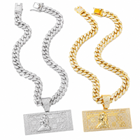 Pendentif en or plaqué 18 carats avec symbole du dollar, serti de CZ, bijoux hip-hop pour hommes et femmes, tendance unisexe, cadeau de fête
