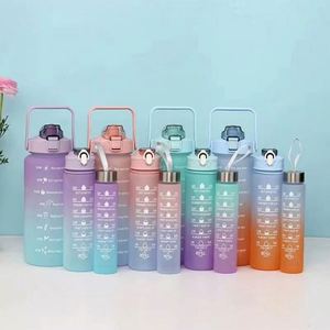 Custom New 1pc 2Pcs 3Pcs 1000ml Half Gallon Eco-Friendly BPA Free Leak-Proof Dishwasher Safe Water <b>Bottle</b> Time Marker Straw - Product Image 1