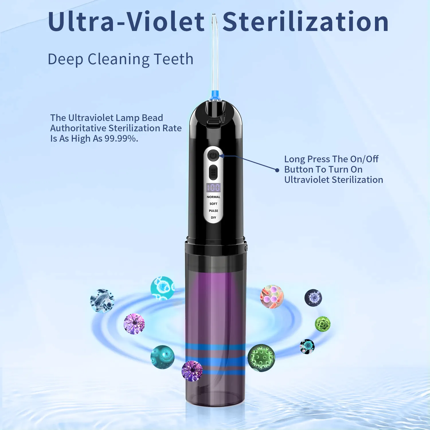 2022 New Handheld Portable UV Water Flosser Rechargeable Water Flosser Teetch Cleaning Water Flosser