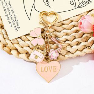 Pretty Heart Charm Keychain Flower Bow Knot Bag Fashion Rose Enamel <b>Key</b> <b>Chains</b> Woman Keychain Gift Cute Keychains for Girls - Product Image 5