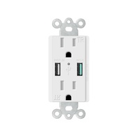 Prises de courant QC 18W répertoriées ETL avec port USB Double prise US chargeur d'interrupteur mural 15A TR