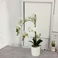 Fleur artificielle en pot en gros, couleur blanche, décoration intérieure et extérieure, orchidée personnalisable pour mariage