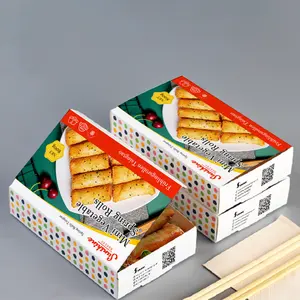 批发定制可折叠生物降解纸包装折叠寿司春卷炸鸡食品包装盒
