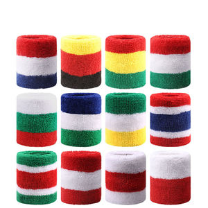 Ülke bayrağı renkler çizgili nakış yumuşak pamuk atletik Terry bez örme atletik ter bandı bileklik ve kafa bandı - Product Image 3