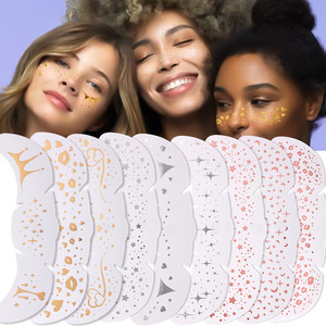 Calcomanías Temporales para la Cara, Divertidas para Fiestas, Diseños en Dorado, Plateado y Rosa para Mujeres y Niñas, Juego de 10 Piezas - Product Image 1