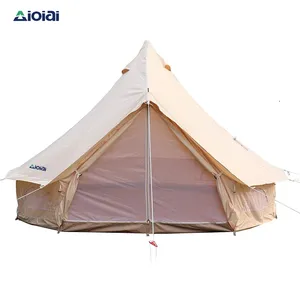 AIOIAI बड़े आउटडोर Glamping परिवार पार्टी पिकनिक Yurt स्टोव छेद 4-12 व्यक्ति डेरा डाले हुए तम्बू 3-7m कैनवास घंटी तम्बू