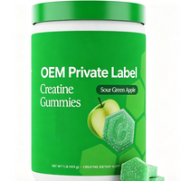 Gummies de créatine à marque privée OEM, saveur pomme verte acidulée, créatine monohydrate, complément alimentaire sportif