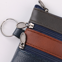 Tiga Ritsleting Multiwarna Garis PU Kulit Strip Murah Terjangkau Kapasitas Besar Caw Boy Antipencurian Dompet Tas Kartu