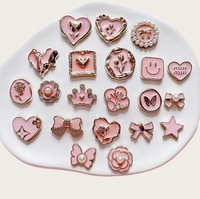 Accessoires en résine DIY mignons de la série rose, breloques à dos plat pour coques de téléphone, fleurs goutte d'huile, cœurs, camélias, perles, décorations pour chaussures