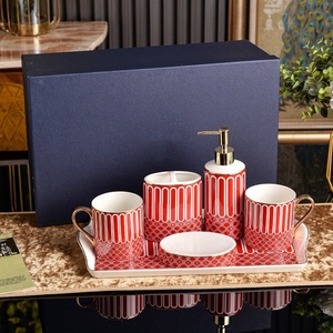 Bathroom Five Piece <b>Set</b> Lotion Bottle Mouthwash Cup <b>Soap</b> Household Toothbrush Holder Household Bathroom - Product Image 1