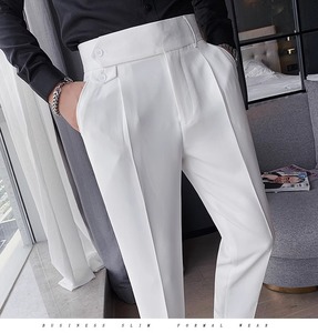 TONGYANG <span class=keywords><strong>Pantaloni</strong></span> da Uomo a Matita Eleganti da Ufficio Modello Business con Pinces, alla Moda, Vita Alta, Vestibilità Slim, Stile Vintage - Product Image 6