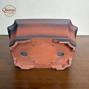 Pot de fleurs en céramique rectangulaire irrégulier de luxe, classique, cuite au feu de bois, avec trou de drainage pour le jardinage et la plantation - Product Image 6