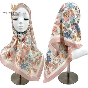 Hotselling Designers Malaysia Digital Printing Cotton Voile Hijab Musulman Ethnic Scarves Shawls