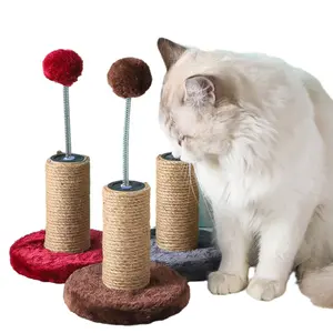 새로운 고양이 용품 재미있는 고양이 긁는 포스트 스프링 놀리는 장난감 공 사이잘삼 로프 고양이 고양이 스크래치 보드 포스트