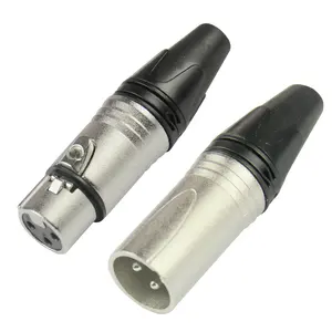 Factory hot selling audio cable connector xlr female male 3pin connector nickel plated for microphone cable