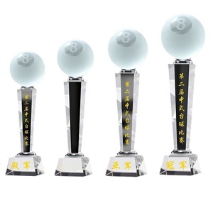 Trophée <span class=keywords><strong>de</strong></span> billard, snooker, tennis <span class=keywords><strong>de</strong></span> table, 8 boules, en cristal européen, gravé au laser, taille personnalisée, durable - Product Image 1
