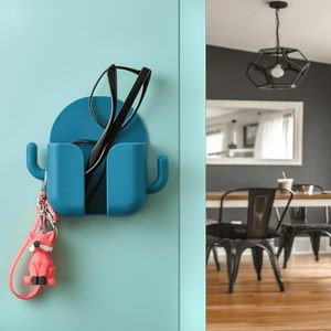 Version améliorée, matériau épaissi, support mural ABS sans perçage à 1 niveau avec porte-cintres - Product Image 3