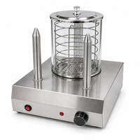 Marupin Cuiseur vapeur électrique commercial pour hot-dogs avec 2 supports chauffe-pains pour café, bistro, comptoir de restauration rapide