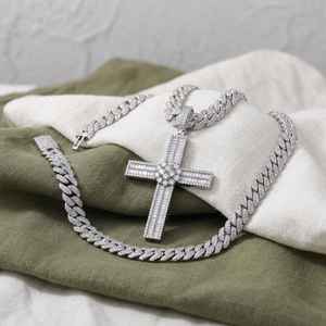 HIPHOP Luxury Ice <b>Cross</b> <b>Charm</b> Pendant Moissanite Silver Brilliant Cut Unisex Party Event Statement Religious Jewelry Gift XL - Product Image 3
